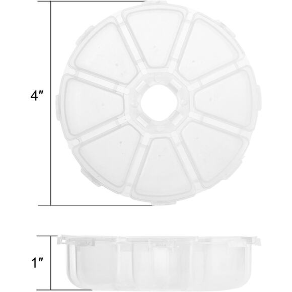 Two Clear Round Grid Jewelry Bead Compartment Storage Organizer Case Set - Picture 6 of 7